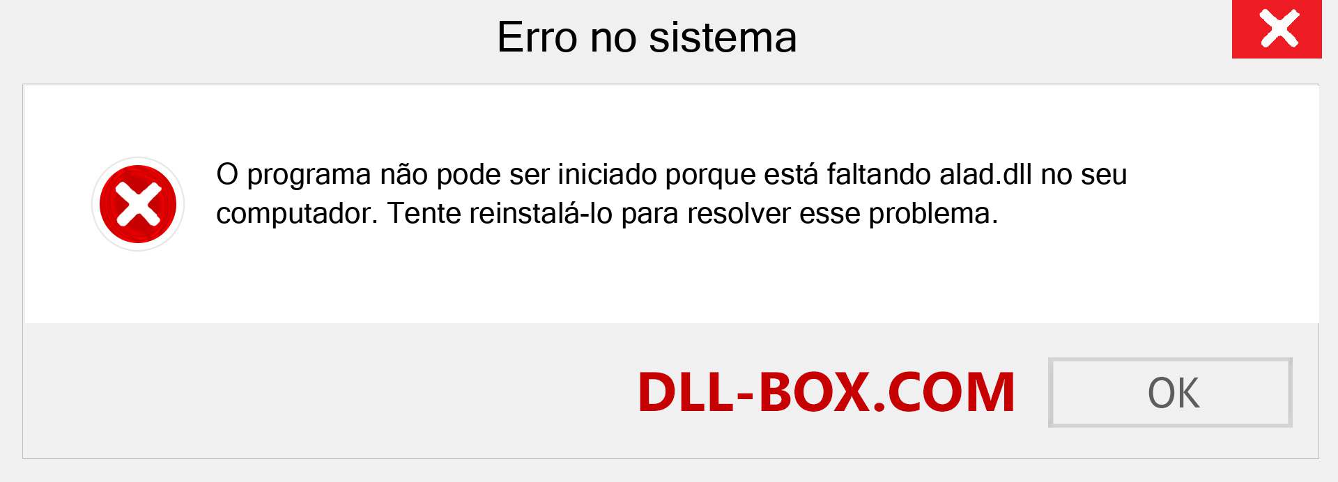 Arquivo alad.dll ausente ?. Download para Windows 7, 8, 10 - Correção de erro ausente alad dll no Windows, fotos, imagens